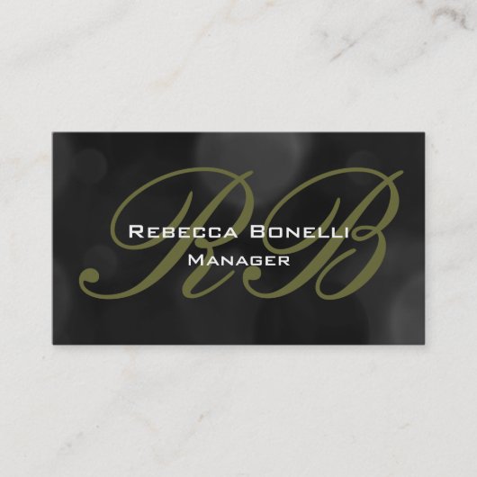 Graue schwarze Monogram Manager-Visitenkarte Visitenkarte (Vorderseite)