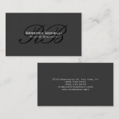 Graue schwarze Monogram-Visitenkarte Visitenkarte (Vorne/Hinten)