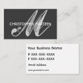 Graue schwarze Monogram-Visitenkarten Visitenkarte (Vorne/Hinten)