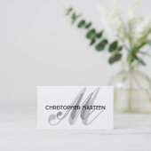 Graue schwarze Monogramm-Visitenkarten Visitenkarte (Stehend Vorderseite)