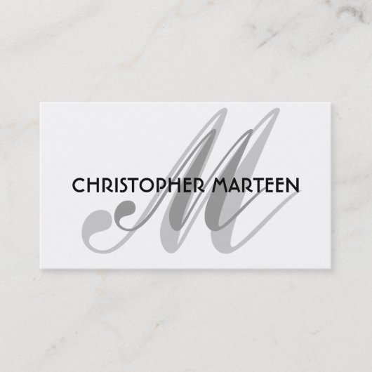 Graue schwarze Monogramm-Visitenkarten Visitenkarte (Vorderseite)
