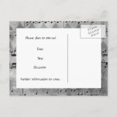 Graue Schwarze Musik Save the Date Zickzack Ankündigungspostkarte (Rückseite)