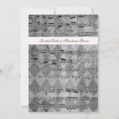 Graue schwarze Musik-Zickzack Hochzeits-Einladung Einladung (Rückseite)