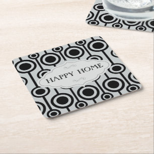 Graue schwarze nahtlose Monogrammmuster Rechteckiger Pappuntersetzer