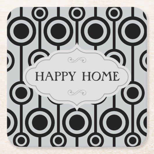 Graue schwarze nahtlose Monogrammmuster Rechteckiger Pappuntersetzer (Vorderseite)