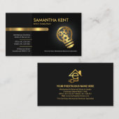 Graue schwarze Retro-Lagen Gold-Sprocket-Bulb Visitenkarte (Vorne/Hinten)