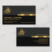 Graue schwarze Retro-Spalten Gold Arbeitskraft Visitenkarte (Vorne/Hinten)