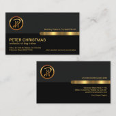 Graue schwarze Retro-Spalten Gold-Hund-Sitze Visitenkarte (Vorne/Hinten)