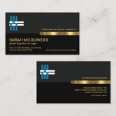 Graue schwarze Retro-Spalten Gold Stricklogistik Visitenkarte (Vorne/Hinten)