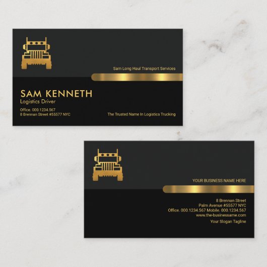 Graue schwarze Retro Spalten Logistik LKW Visitenkarte (Vorne/Hinten)