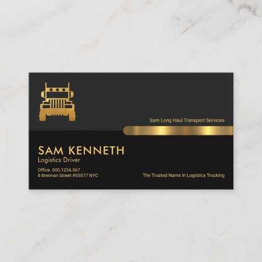 Graue schwarze Retro Spalten Logistik LKW Visitenkarte (Vorderseite)