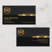 Graue schwarze Retro Spalten Taxi Fahrertransport Visitenkarte (Vorne/Hinten)