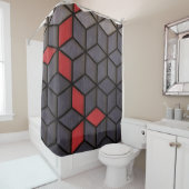 Graue schwarze rote Würfel Duschvorhang (Beispiel)