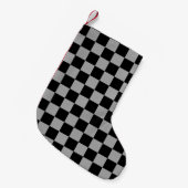 Graue schwarze Schachbretter Kleiner Weihnachtsstrumpf (Vorderansicht (hängend))