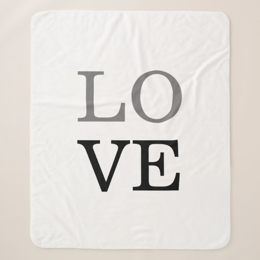 Graue schwarze Schrift Liebe Hochzeit Sherpadecke (Vorderseite)