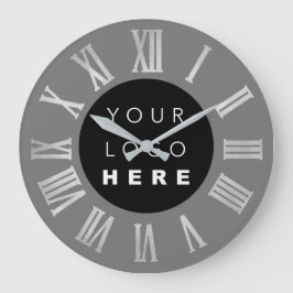 Graue schwarze Silber Graue römische Zahlen Logo Große Wanduhr