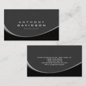 Graue schwarze Spiralmuster Monogram-Visitenkarte Visitenkarte (Vorne/Hinten)