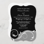 Graue schwarze Swirl-Halterung Einladung zur Hochz (Vorne/Hinten)