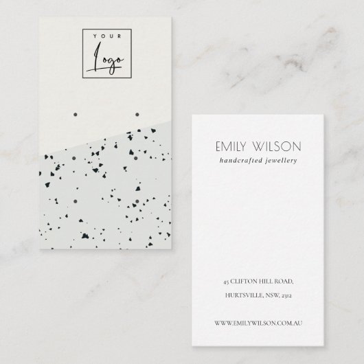 Graue schwarze Terrazzo Textur 3 Stufenvorführung  Visitenkarte (Vorne/Hinten)