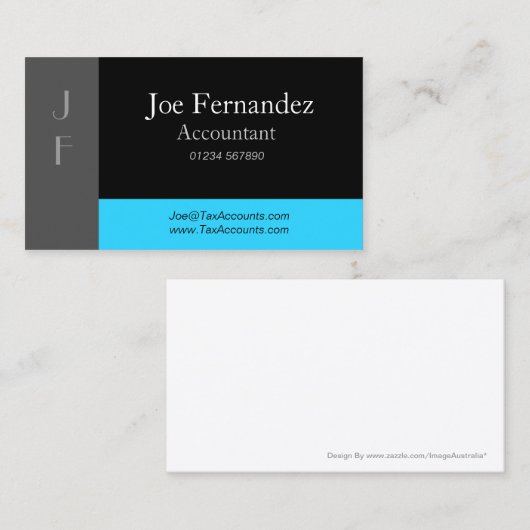 Graue schwarze u. hellblaue berufliche visitenkarte (Vorne/Hinten)