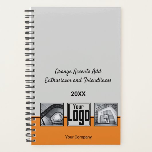Graue, schwarze und orange Service Collage Busines Planer (Vorderseite)