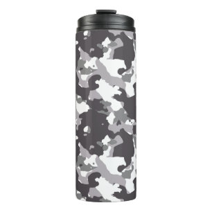 Graue, schwarze und weiße Girly Army Camouflage M Thermosbecher
