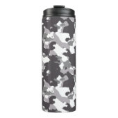 Graue, schwarze und weiße Girly Army Camouflage Mu Thermosbecher (Vorderseite)