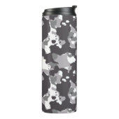 Graue, schwarze und weiße Girly Army Camouflage Mu Thermosbecher (Nach links gedreht)