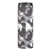 Graue, schwarze und weiße Girly Army Camouflage Mu Thermosbecher (Rückseite)