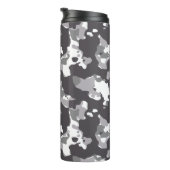 Graue, schwarze und weiße Girly Army Camouflage Mu Thermosbecher (Nach rechts gedreht)