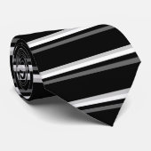 Graue, schwarze und weiße Linie Muster-Krawatte Krawatte (Gerollt)
