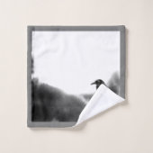 Graue, schwarze Vögel - Raven Badhandtuch Set (Waschlappen)