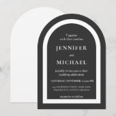 Graue schwarze weiße Text Hochzeit Einladung (Vorne/Hinten)