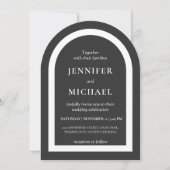 Graue schwarze weiße Text Hochzeit Einladung (Vorderseite)