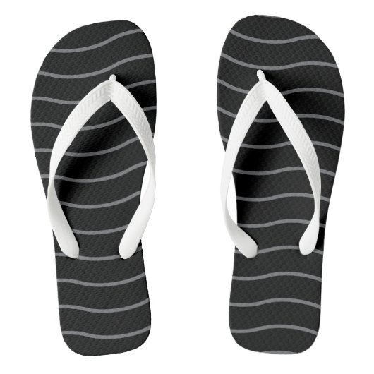 Graue schwarze Wellenmuster Flip Flops Badesandalen (Fußbett)