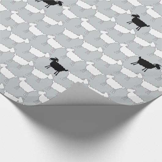 Graue Schwarzweiss-Verpackung der Vieh-Schafe Geschenkpapier (Ecke)