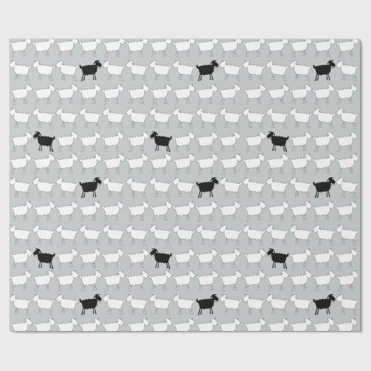 Graue Schwarzweiss-Verpackung der Vieh-Schafe Geschenkpapier (Flach)