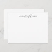 Graue Script Monogram Modern Stationery Note Card Mitteilungskarte (Vorne/Hinten)