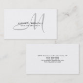 Graue Script Monogram Standard Business Card Visitenkarte (Vorne/Hinten)