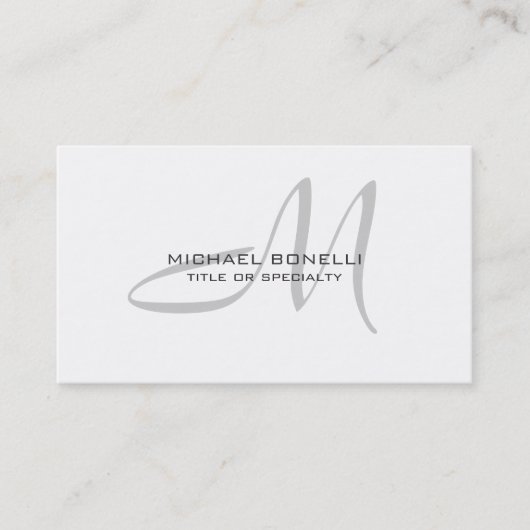 Graue Script Monogram Standard Business Card Visitenkarte (Vorderseite)