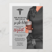 Graue Scrubs Nursing School Abschluss Einladung (Vorne/Hinten)