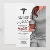 Graue Scrubs Nursing School Abschluss Einladung (Vorne/Hinten)