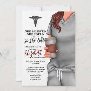 Graue Scrubs Nursing School Abschluss Einladung