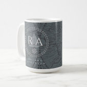 Graue Seekartemonogramm-Karte Kaffeetasse (Vorderseite Links)