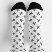 Graue Seesterne auf Socken mit weißem Muster (Oben)