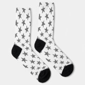 Graue Seesterne auf Socken mit weißem Muster (Rechts)