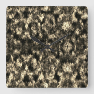 Graue, Sepia oder Beige mit Federn-Effekt. Quadratische Wanduhr
