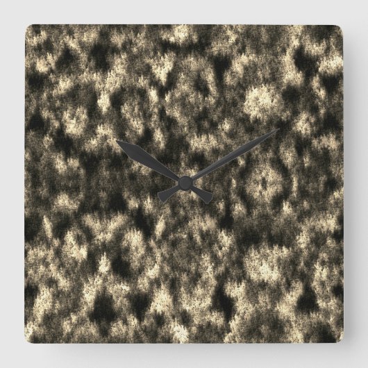 Graue, Sepia oder Beige mit Federn-Effekt. Quadratische Wanduhr (Vorderseite)