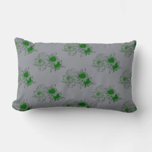 Graue Serenität – Grüne Chrysantheme Minimal Kisse Lendenkissen
