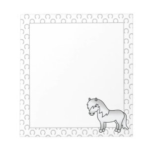 Graue Shetlandpony-Süße-Cartoon-Illustration Notizblock